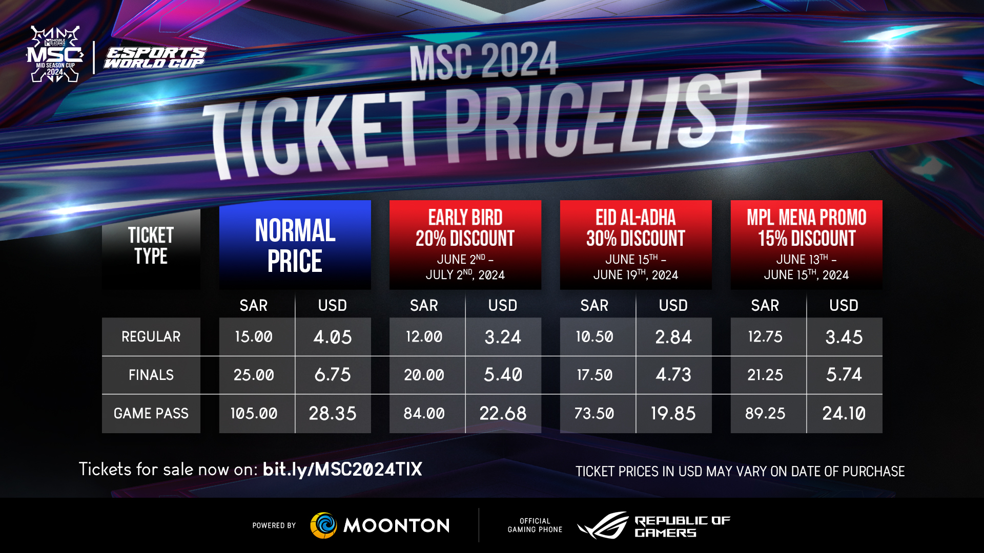 MSC 2024 Ticket Price MSC 2024 Ticket Price